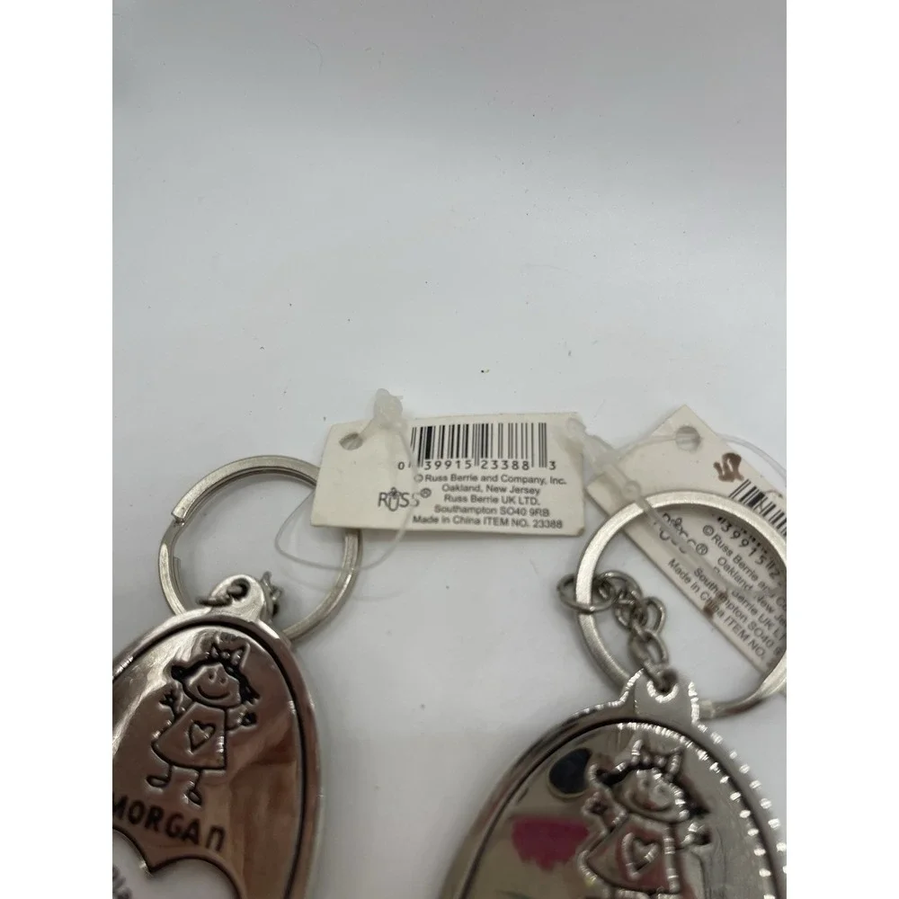 Russ Personalized Photo Keyring Morgan Silver Metal Key Chain Ring Set Of 2